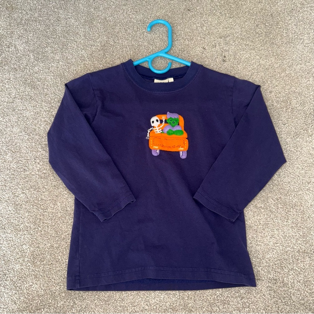 Luigi Kids Children's Navy Long Sleeve Tee with Halloween Design
